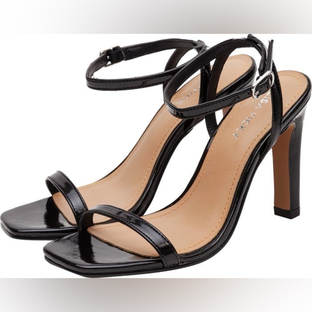 Lisa Vicky 🔥 Elegant Black Strappy Heels Size 8